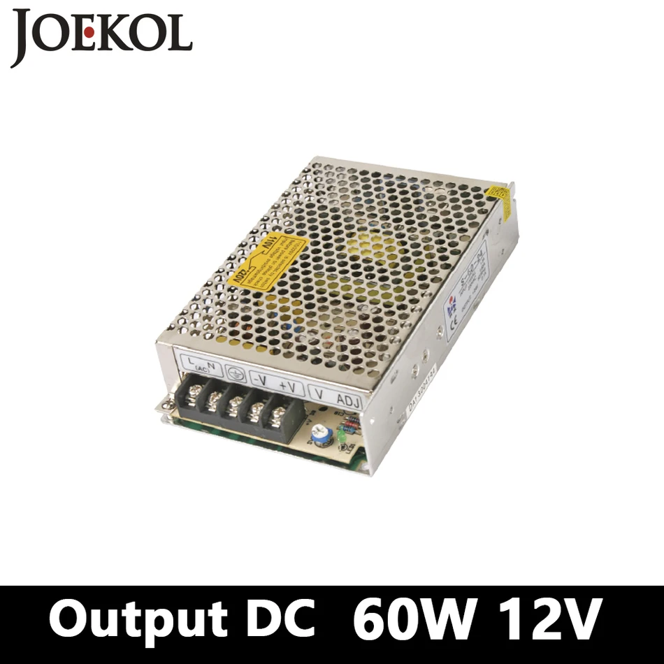 

DC power supply,60W 12V 5A Single Output switching power supply for Led Strip,AC110V/220V Transformer to DC 12V,led driver