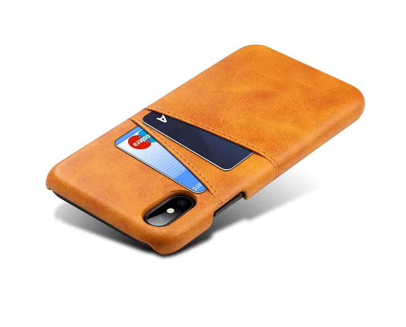 For iPhone X XS Max XR Credit Card Case Vintage PU Leather Wallet Case for iPhone 7 8 6 6S Plus Card Slots Hard Cover Fundas