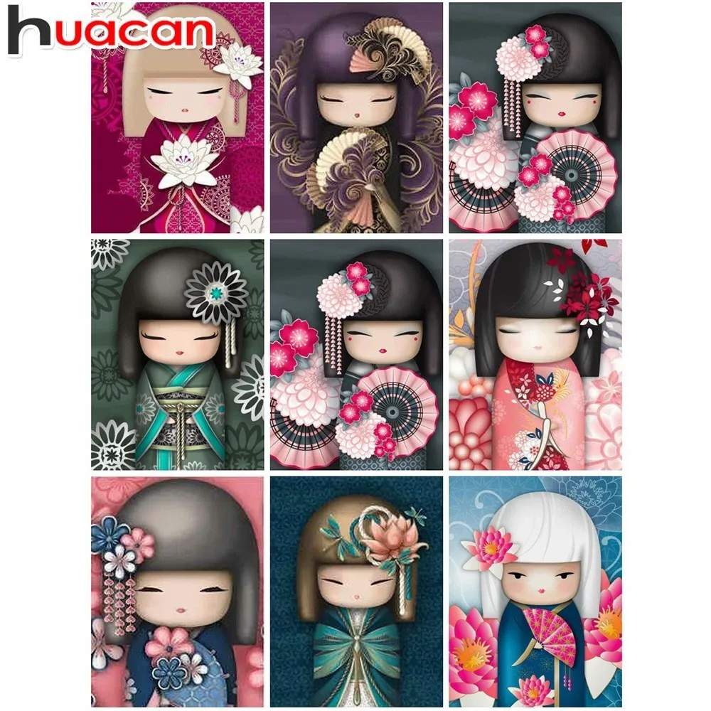Huacan мультяшная Алмазная картина полностью квадратная вышивка кимоно декор для