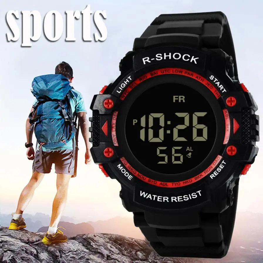 Спортивные часы montre digitale homme цифровые армейские мужские светодиодные
