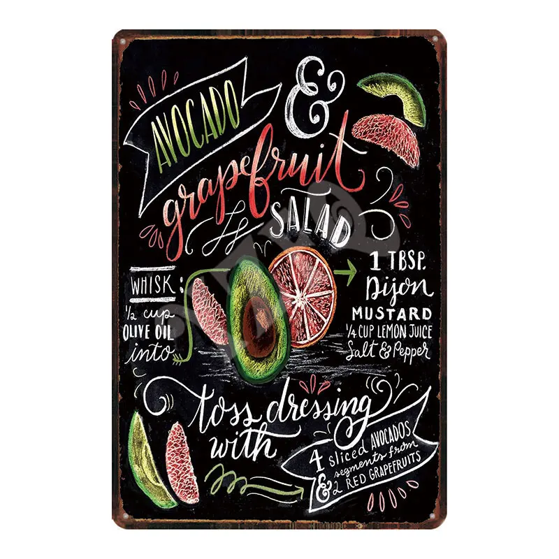 Лимонная кожа винтажная еда жестяные знаки потертая шикарная стена кафе кухня