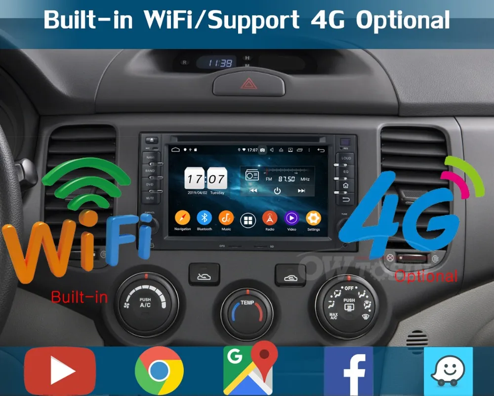 6" IPS 8Core 4G+64G ROM Android 9.0 Car DVD Player For Kia CEED Cerato Carens Carnival Lotze Morning Rio Optima DSP Multimedia