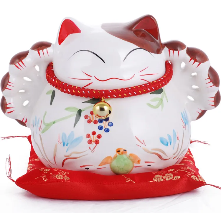 10 дюймов Maneki Neko керамика Lucky Cat домашний декор фарфоровые декоративные украшения бизнес-подарки Фортуна кошка копилка фэншуй ремесло подарок - Цвет: 20CM -RR