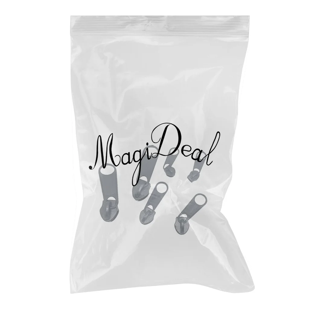 6Pcs/Set Metal Alloy Zipper Slider for Nylon Zipper Nylon Zipper Puller Fastenings DIY Sewing Repair Kit Fix Your Own