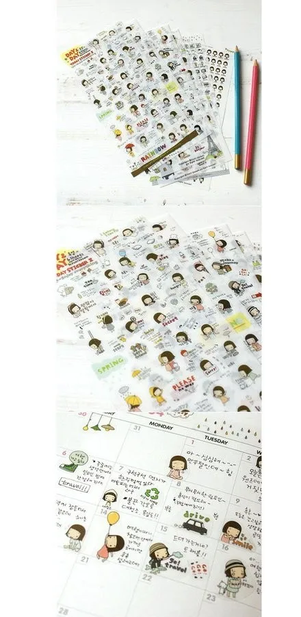 Оптовая продажа 10 упак./лот новые корейские наклейки Стикеры Pony Brown комплект сегодня Стикеры 2 день и день H0282