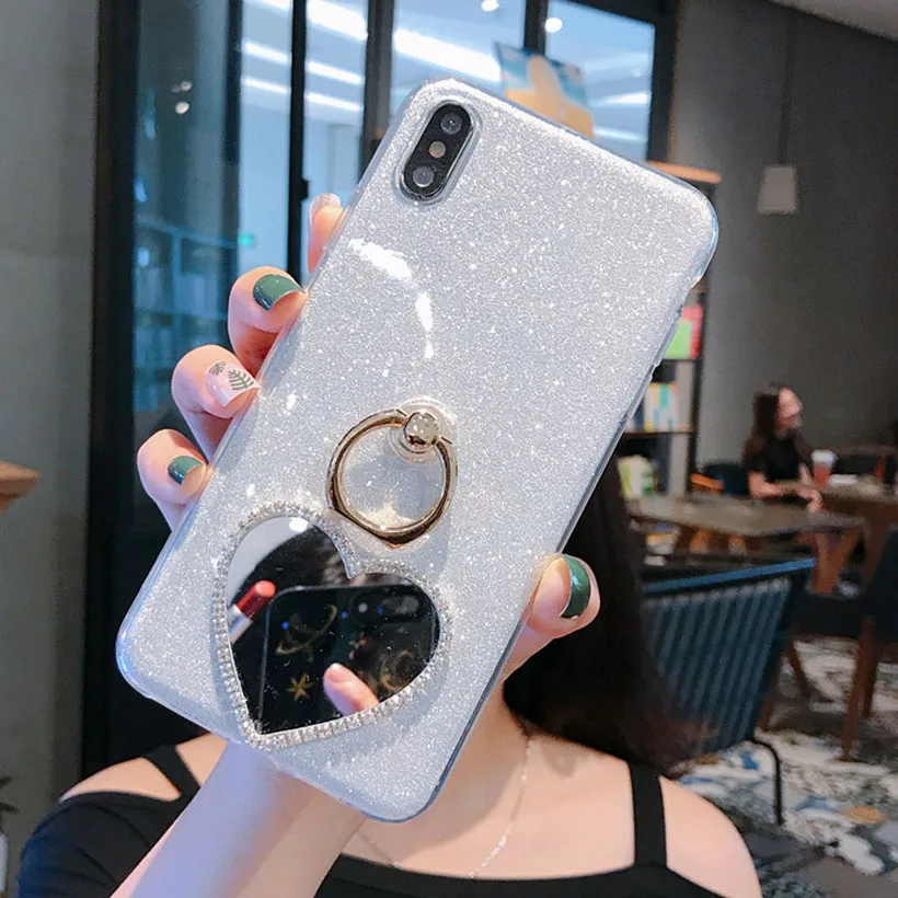 

Glitter Mirror Case for Oneplus 7 6 6T 5 5T 3 Finger Ring Stand Holder Case Cover for Oneplus 6 6T 5 5T 7 3 Coque Fundas Shell