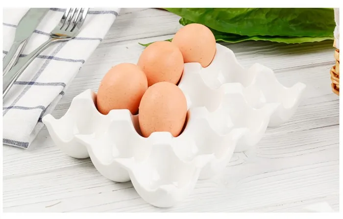 Современный 12 сетки белый керамический поддон для яиц держатель яиц чашки для украшения для кухни держатель для яиц лоток Кухонный Контейнер для хранения