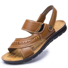 018 брендовые летние мужские пляжные сандалии из натуральной кожи с вырезами мужские шлепанцы для улицы мужские крутые повседневные туфли Melissa Adulto