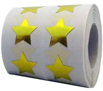

Gold Star Shape Stickers - 3/4" Inch - 500 Per Roll - Shiny Metallic Foil - Teacher Supplies