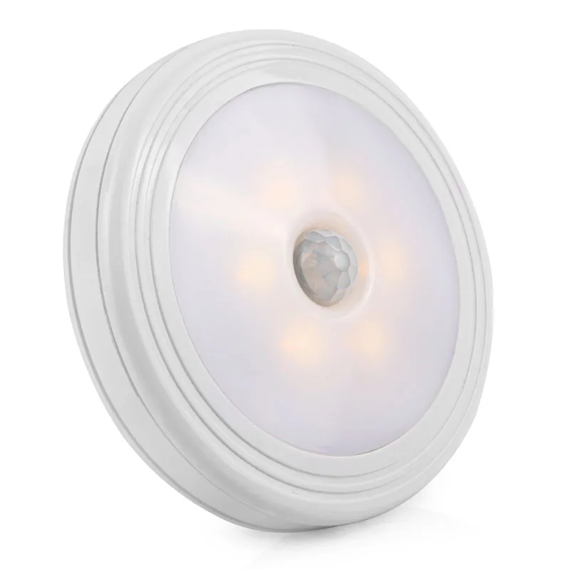 СВЕТОДИОДНЫЕ Night Light PIR Motion Sensor Круглый Светодиодный свет Энергосберегающие Настенный Светильник Освещения На 3A Батарея Для Шкафа спальня