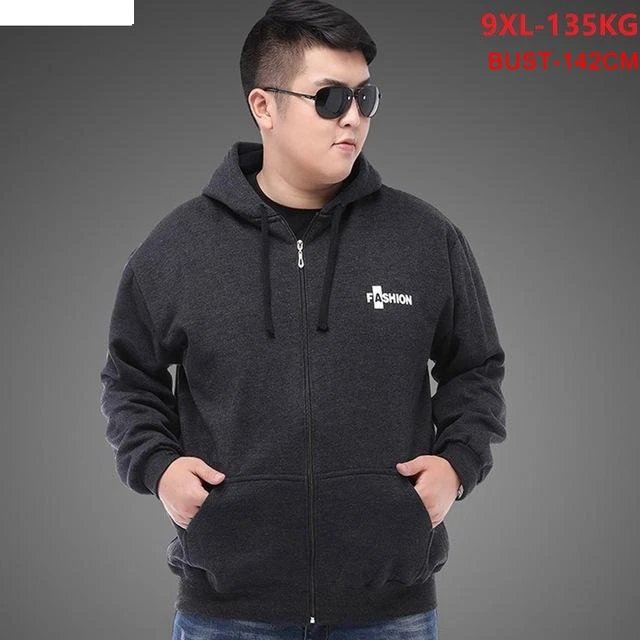 Толстовка с капюшоном большого размера 5XL 6XL 7XL 8XL 9XL осенне-зимняя мужская теплая