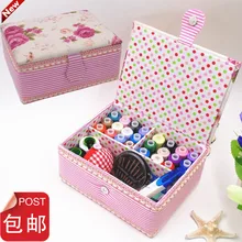 Многофункциональный Розовый тканевый швейный набор в коробке иглы ленты ножницы нитки швейная коробка свадебные подарки для дома и путешествия