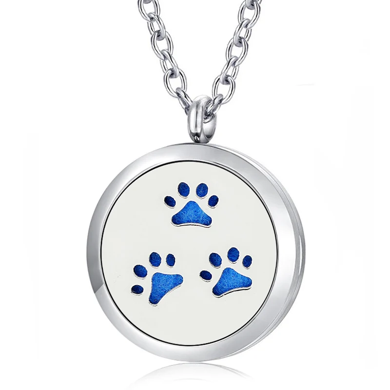 

Free with Chain and Pads! Hot Cat Dog Paw Locket necklace 316L Stainless Steel Aromatherapy Essential Oil Diffuser Necklace