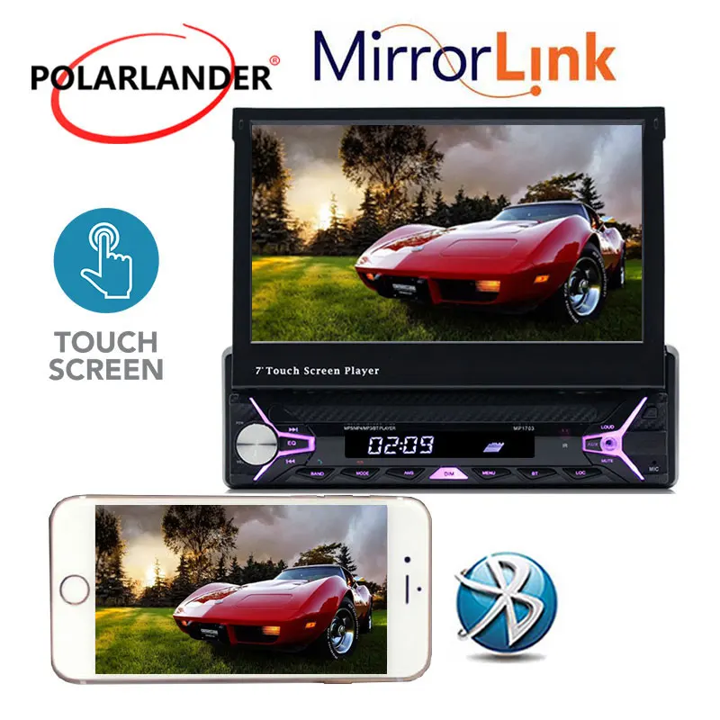 Retractable Touch Screen Car Audio Radio Bluetooth