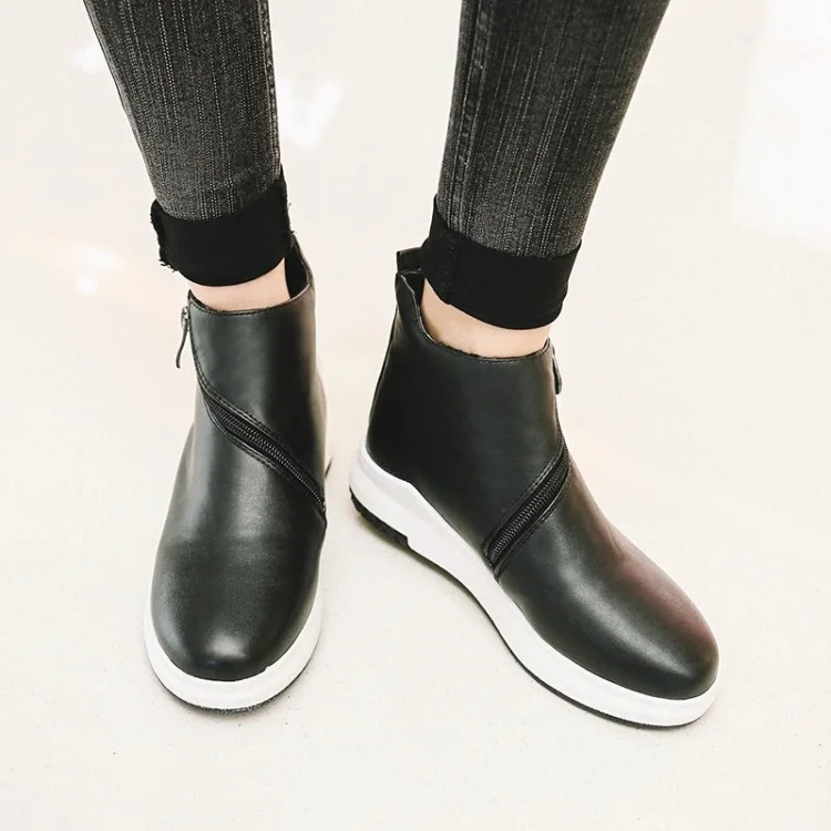 

Big Size 11 12 13 European and American wind round head side zipper waterproof platform boots