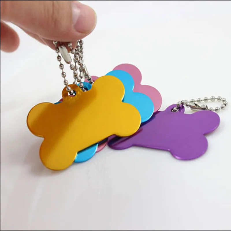 

1000Pcs Factory Direct Supply Bone Style Pet Tags Dog Name Card Tag Pets Identity Key Tag Chain With Ring-DHL Free Shipping