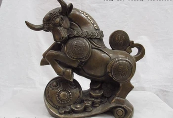 

11 Chinese Folk Copper Bronze Feng shui lucky Wealth Cattle bull Wild ox Statue