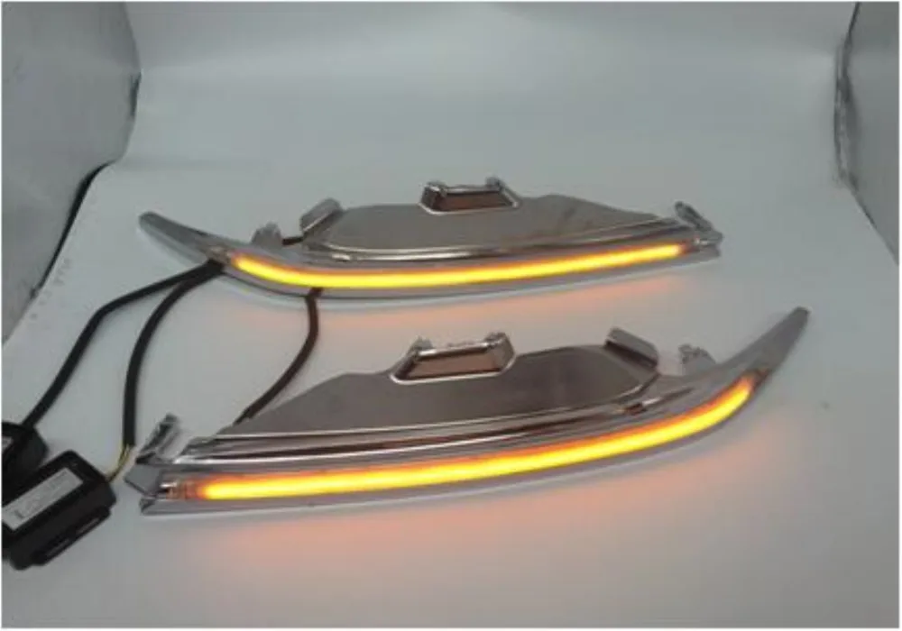 

Fit For Toyota Camry 2015 2016, Car Styling LED Headlight Brow Eyebrow Running Light led With Yellow Turn signal Light