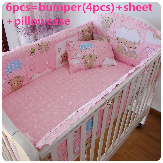 

Promotion! 6/7PCS baby bedding set baby 100% cotton cuna baby bed bumper set 120*60/120*70cm