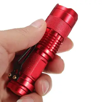 

7W 1200lm Q5 LED Mini Zoomable Flashlight 14500/AA Torch Lamp Light Red