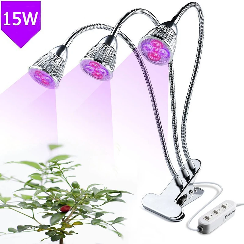 POTENCO 3 Head Led Grow Light полный спектр растение освещение растение палатка Гибкая лампа для рассады с зажимом теплица фито-лампа