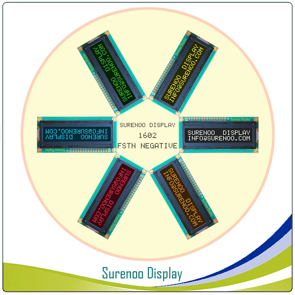 

162 1602 16X2 Character LCD Module Display Screen LCM Red/Green/Blue/White/Orange/Yellow on FSTN Negative Black Background