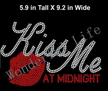 

Free shipping hot fix Rhinestone Bling Girls shirt Iron-On New Year -- Holiday - Sassy - Kiss me at Midnight