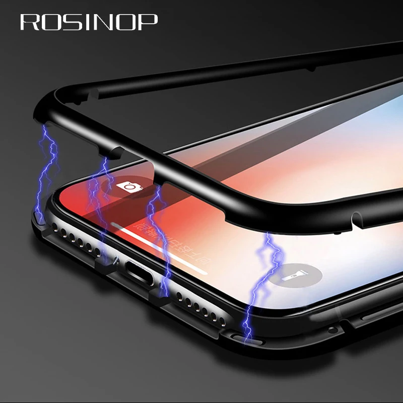 ROSINOP сильный всасывающий алюминиевый Магнитный чехол для iphone xs max xr x 6 7 8 Защита