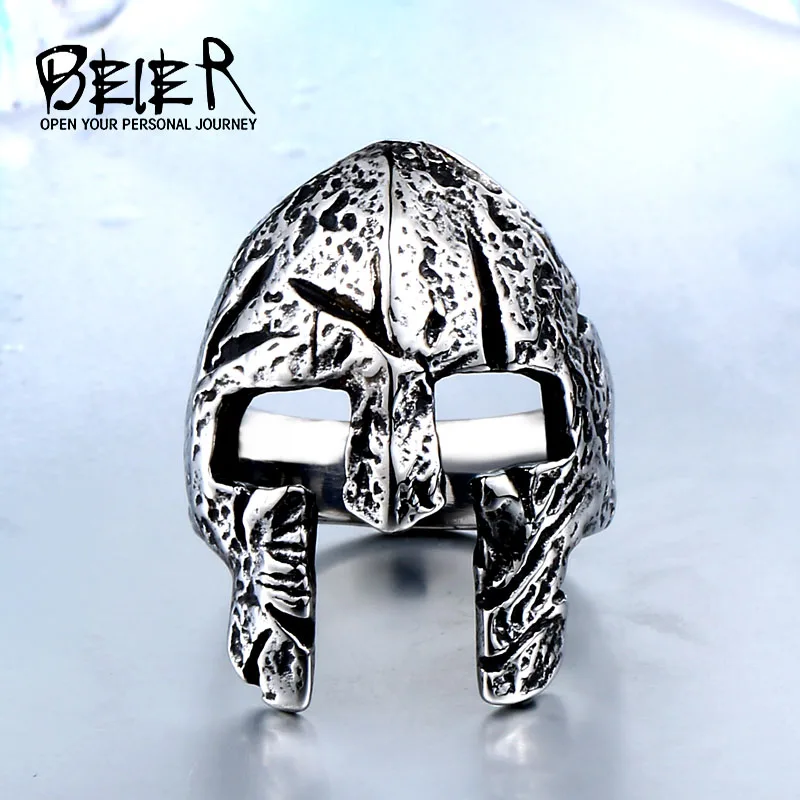 

Beier 316L Stainless Steel Man Skull Ring Unique Designed Rome Mask Halloween Party Punk Rock Jewelry Free shipping BR8-472