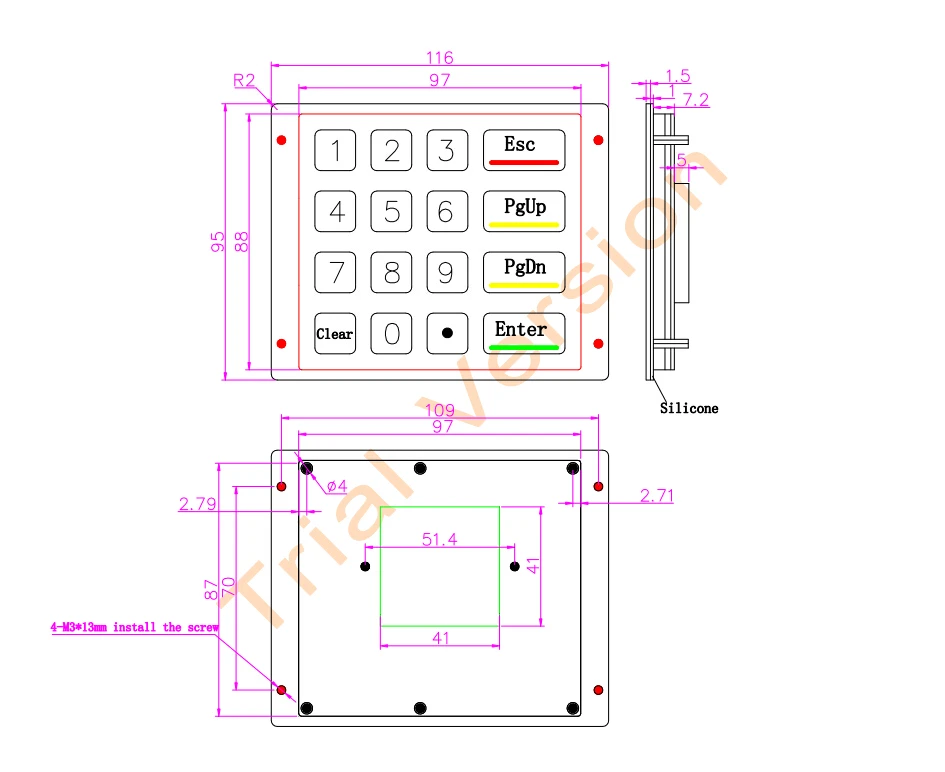 DAVO LIN IP65 металлическая usb-клавиатура с подсветкой, промышленная Водонепроницаемая светодиодная клавиатура с 16 клавишами