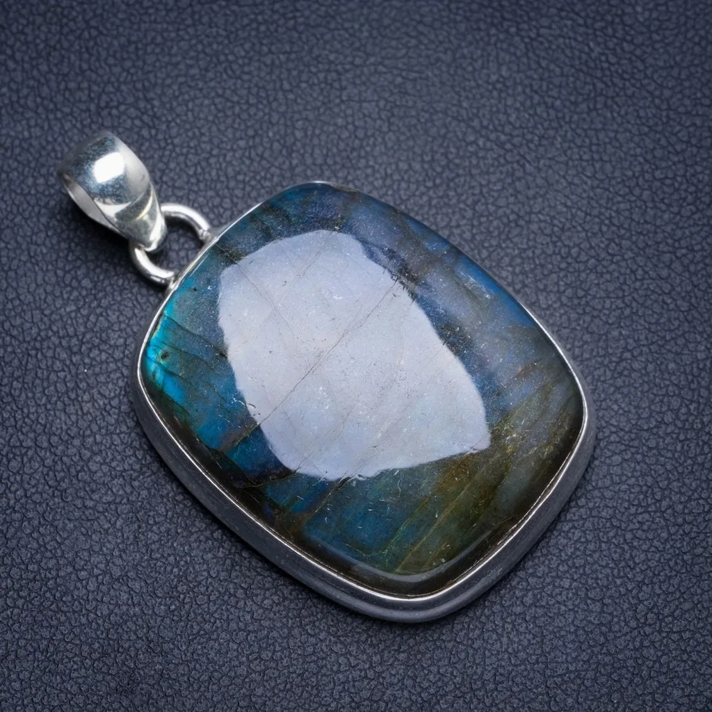 

Natural Blue Fire Labradorite Handmade Unique 925 Sterling Silver Pendant 1.75" Y5287