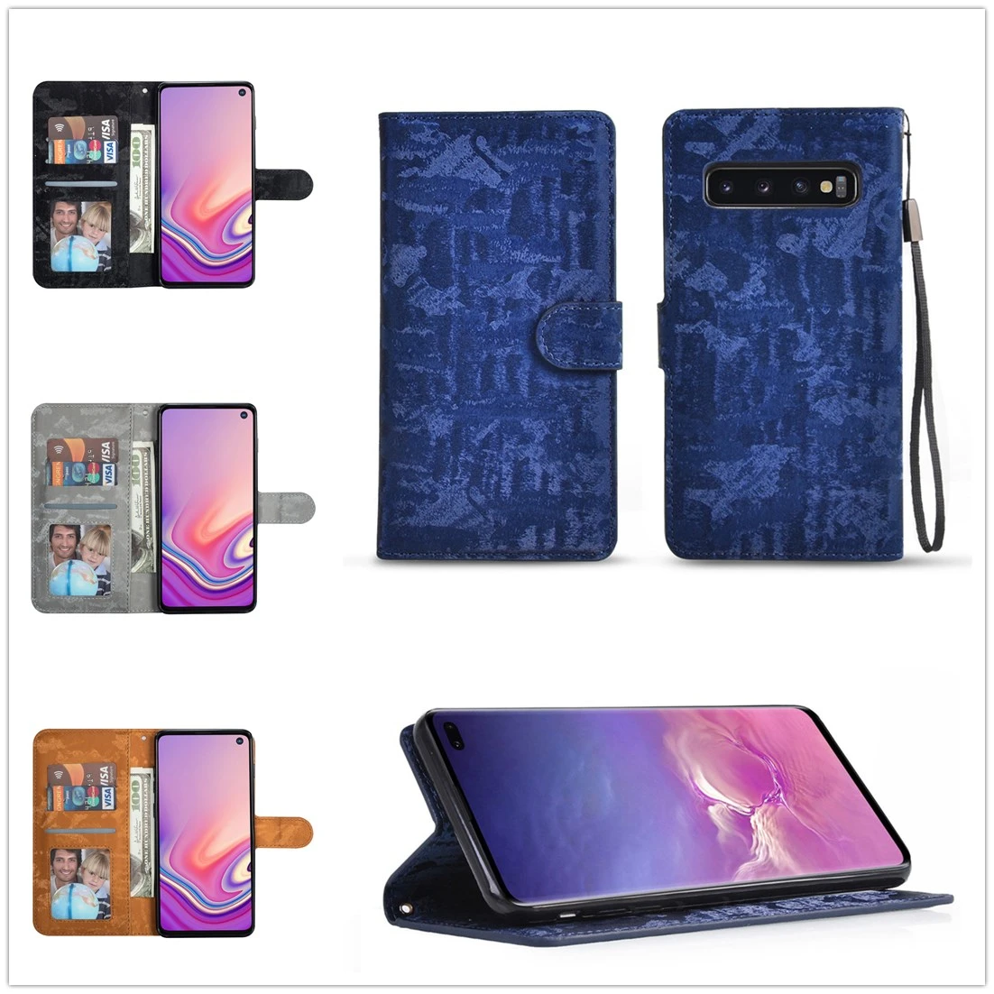 

S10e For Samsung Galaxy S10 Plus Case Luxury Business Flicker Leather Samsung S9 Solid Color Card Slot Wallet Samsung S9Plus Cas