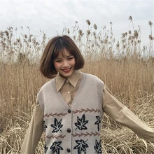 Kpop Harajuku женский кленовый кардиган с изображением листьев свитер в Корейском стиле новые зимние женские свитера Kawaii милый ретро жилет