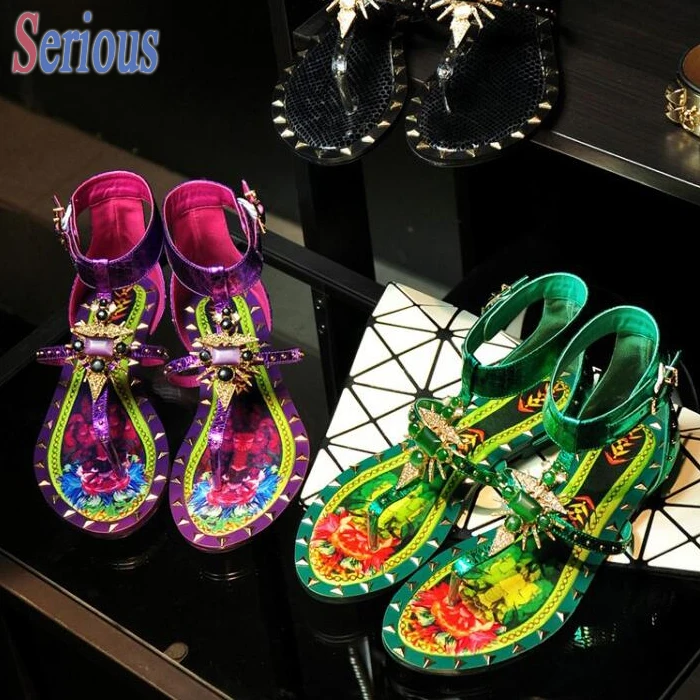 Luxury Colorful Flower Sandal Clip Toe Low Heeled Women Sandal font b Shoes b font 2016