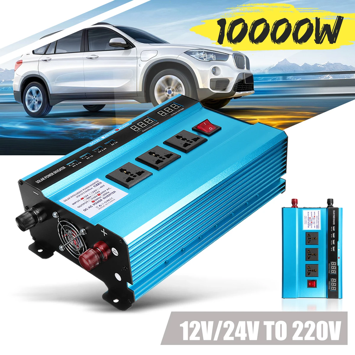 

Voltage Transformer Sine Wave USB Converter Digital Display AC220V PEAK 10000W DC12/ 24V to Car Solar Power Inverter Circuit