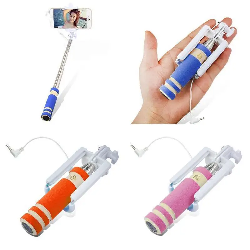 

Mini Extendable Handheld Selfie Stick Wired Remote Shutter Monopod for Samsung for Xiaomi