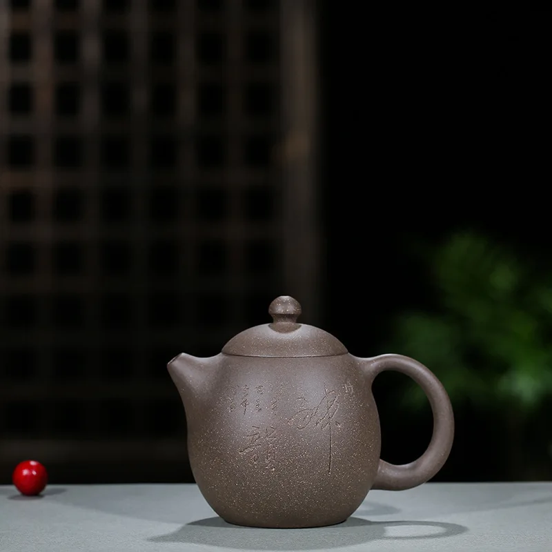 

Enameled Pottery Teapot Wholesale Raw Ore Grey Lime Clay Pot Quality Goods Yixing Manual Teapot Kung Fu Tea Have Ball Hole