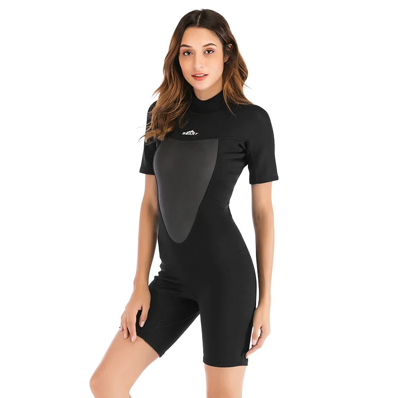 

SBART 2mm women neoprene wetsuit Elastic colour Surf Diving suit clothing Short-sleeved one piece fitted Warm surfing Equipment