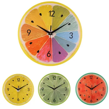 

Modern Style Round Digital Wall Clocks Living Room Lovely Watermelon Lemon Kiwifruit Fruit Shape Hanging Clock