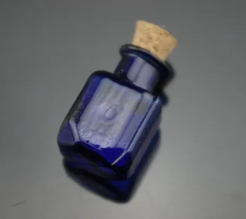 

5pcs Rectangular Shaped Royal Blue Mini Glass Bottle Vial with Cork and hook