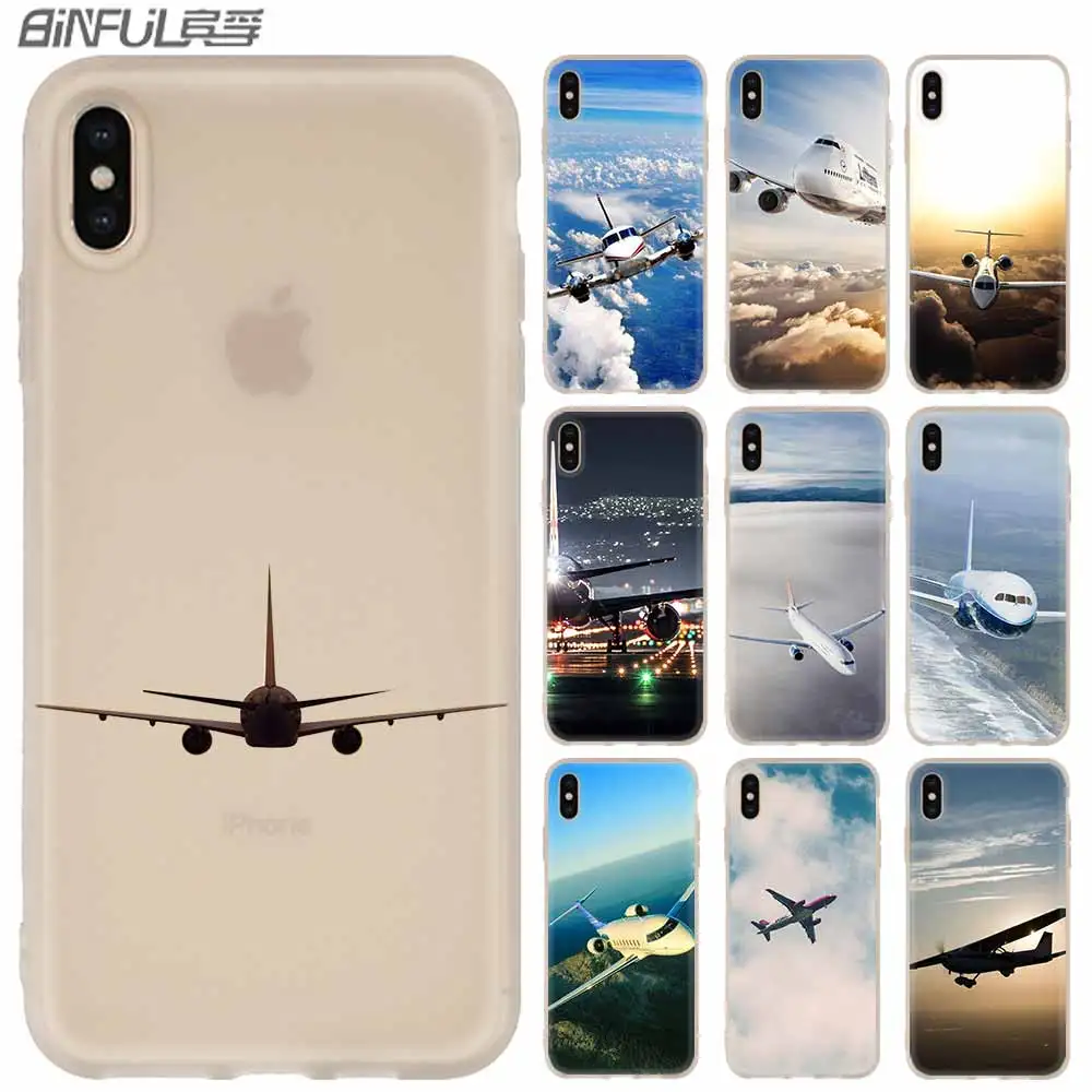 

Silicone Soft Cover Case FOR iPhone 11 Pro 2019 X XS Max XR For iPhone 5 5S SE 6S 6 4 4S 7 8 Plus Airplane fly travel