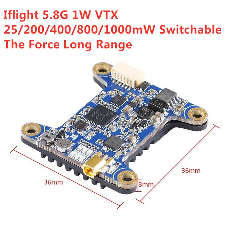 11 г iFlight 5,8 Г 1 Вт VTX с OSD 25 МВт/200 мВт/400 МВт/800 МВт/1000 МВт переключаемый для моделей RC запасная часть DIY силы большой диапазон