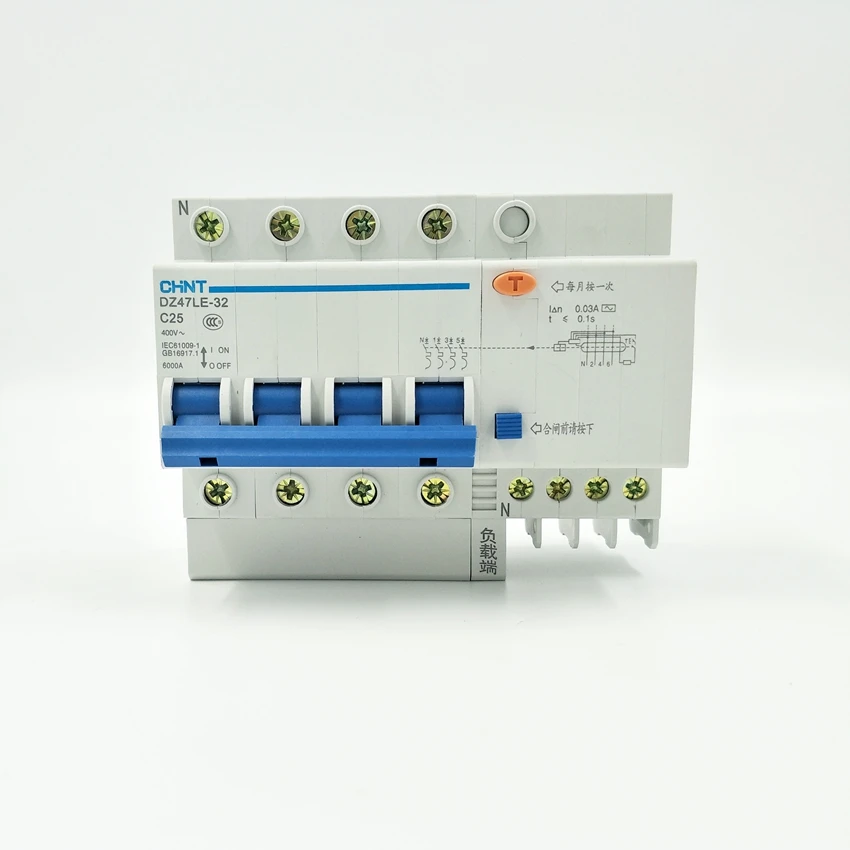 

CHINT DZ47LE-32 4P C25A прерыватель цепи при утечке на землю/выключатель с остаточным током