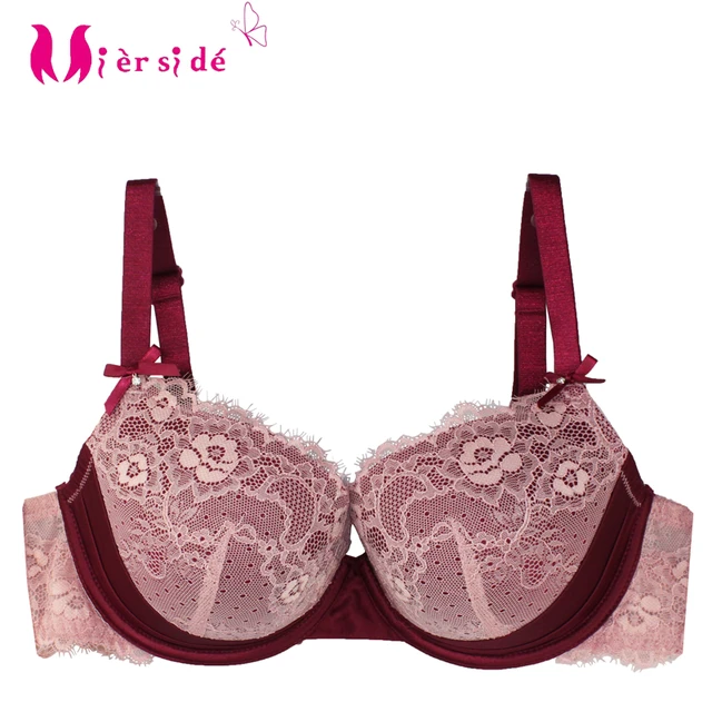 Mierside 1531 Plus size Push Up Bra Pink/Blue with Gold Lace Sexy