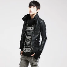 Мужская новая весенняя метросексуальная Кожаная Мотоциклетная кожаная куртка мужская Корейская приталенная кожаная куртка Костюмы певицы