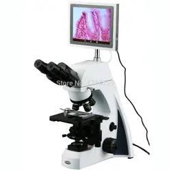 Обучение-amscope поставки 40X-1000X Бесконечность исследования xcompound микроскоп ж/Встроенный 1.3mp Камера и Дисплей