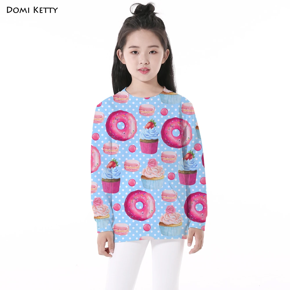 

Domi Ketty girls hoodies print doughnut cake dot children casual long sleeve sweatshirts kids baby cartoon pullover clothes