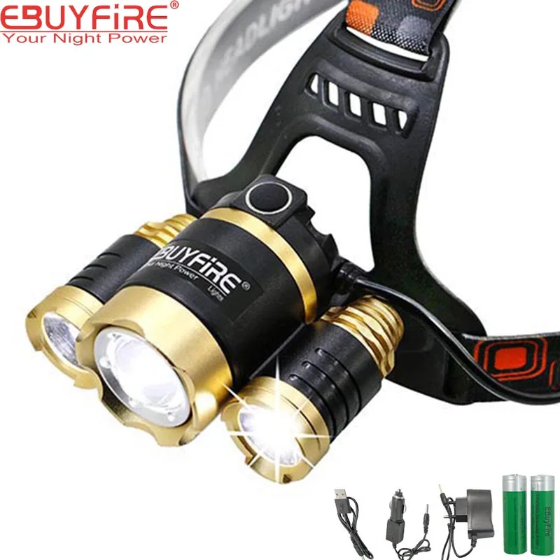 

EBUYFIRE 3 LED ZOOM 18650 LED Headlight Rechargeable Zoomable Headlamp outdoor camping Multi-purpose Bike LED head light