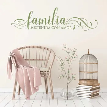 

Spanish vinyl wall applique familia sostenida con amor living room bedroom home decor wall sticker mural XBY02