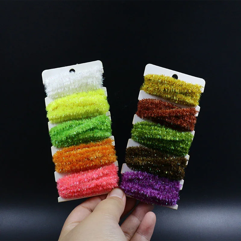 5yards card ice dub chenille yarn for wooly bugger fly tying 5colors assorted sparkling Chenille bass flies fly tying materials